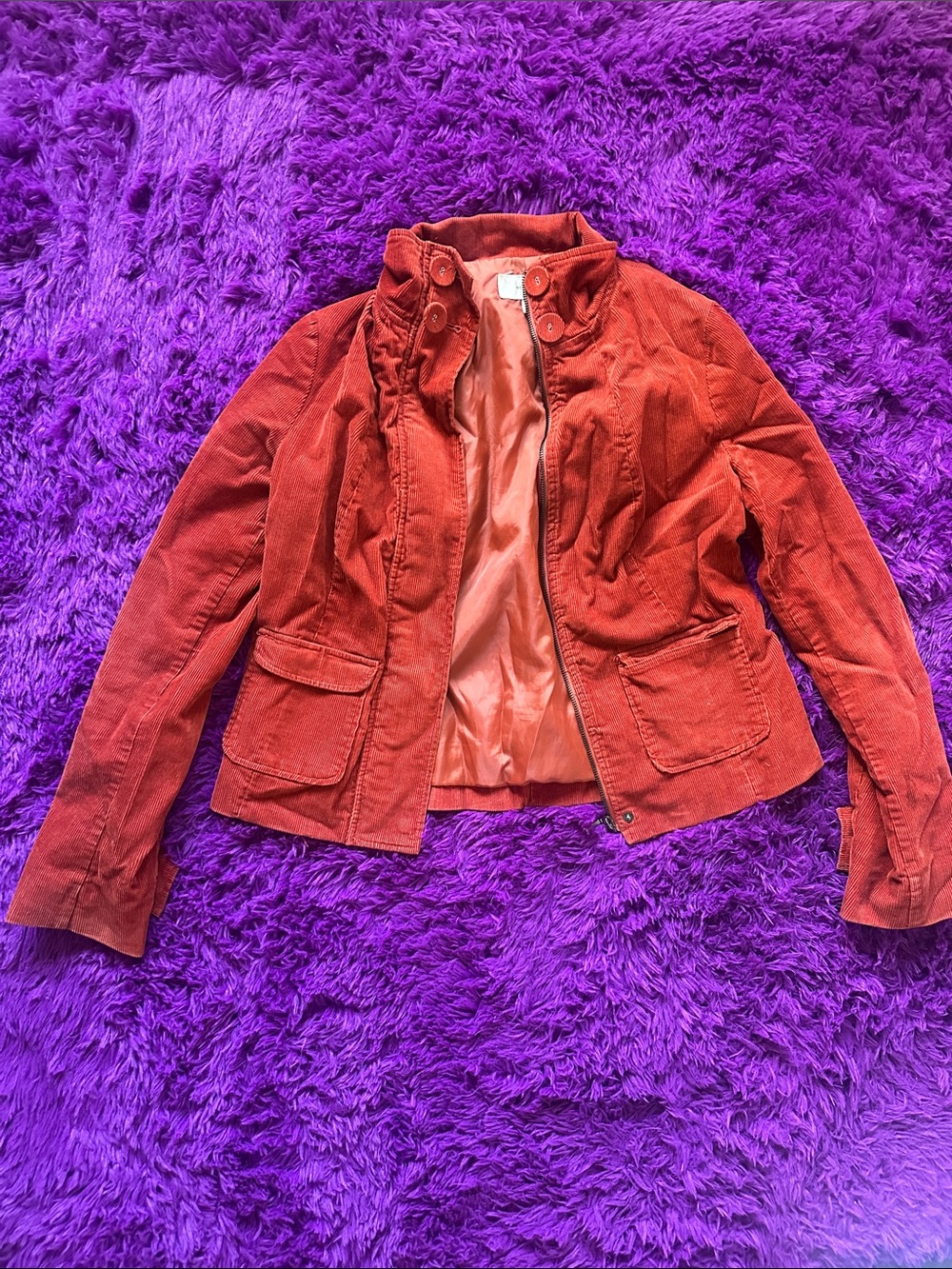 Women's Rust Corduroy Jacket - Stylish Lightweight Coat